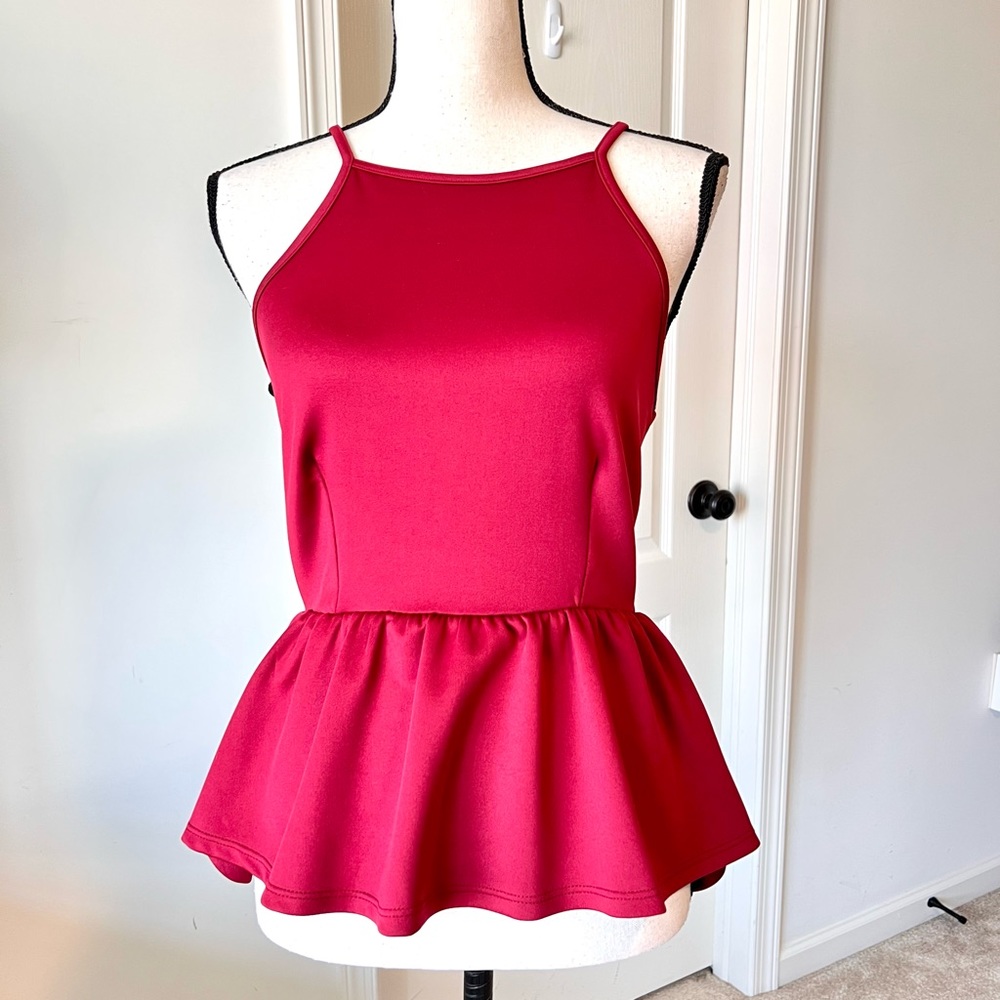 INTERI Burgundy Sleeveless Peplum Tank Top—SZ. S/M